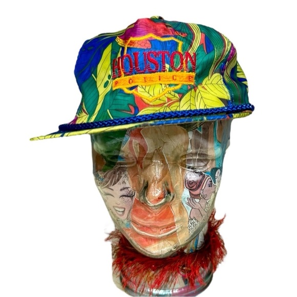 Vintage 80s Tropical Houston Police Snapback Hat – Adjustable Nissin Cap - Picture 6 of 11